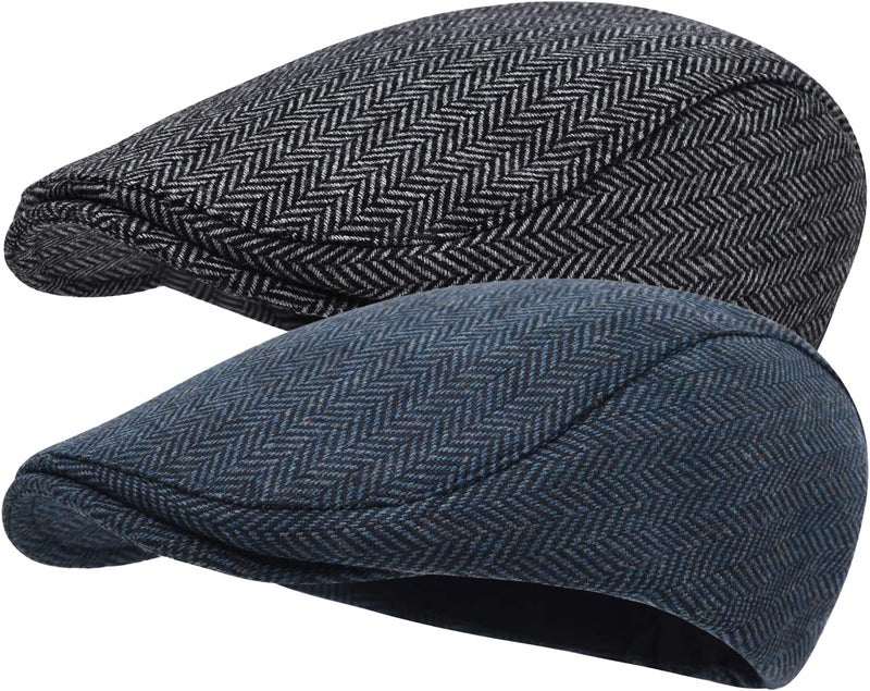 STARANCE 2 Pack Newsboy Hats for Men Wool Blend Ivy Driving Flat Cap - Image 1